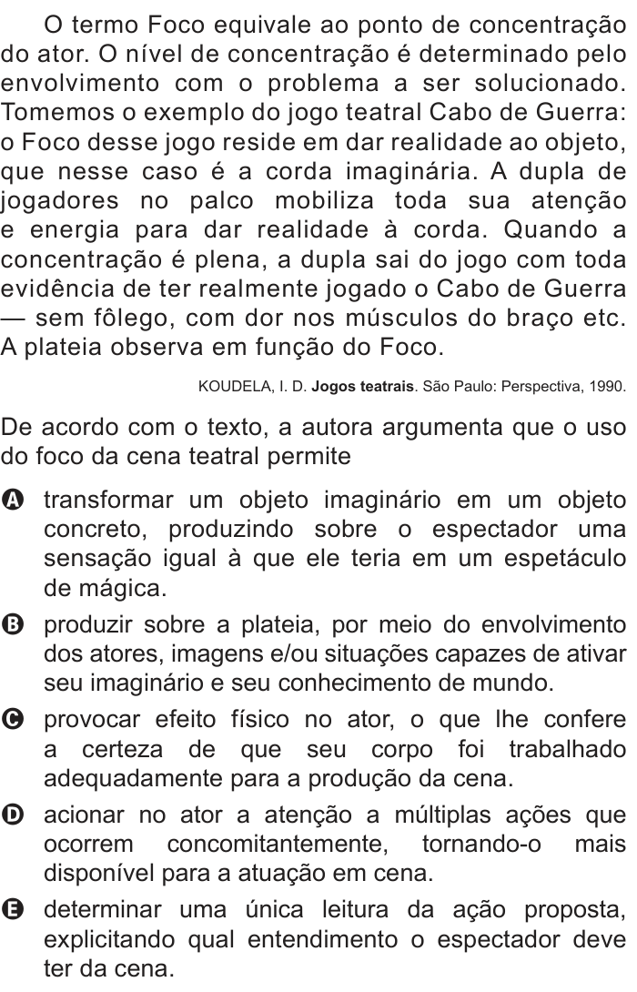 Questão 107 no caderno Cinza do ENEM PPL 2014