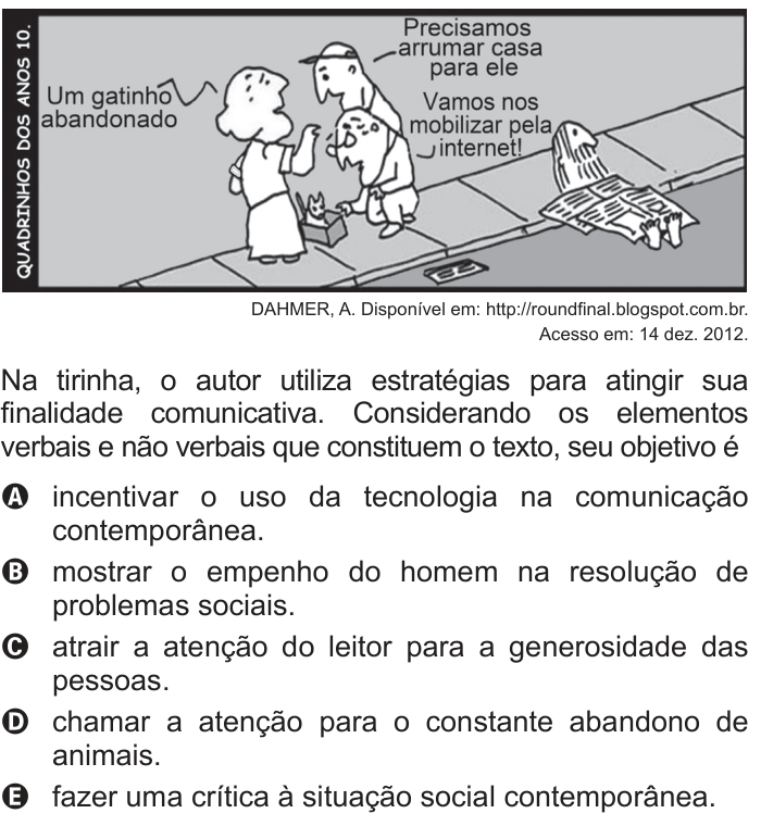 Questão 119 no caderno Cinza do ENEM PPL 2014