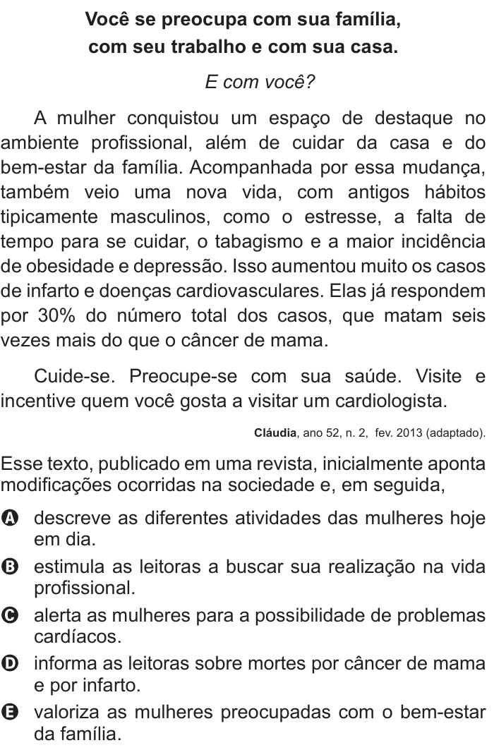 Questão 120 no caderno Cinza do ENEM PPL 2014