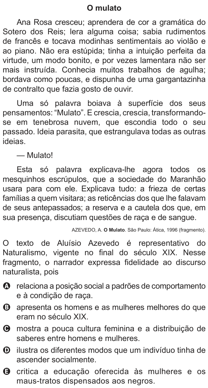 Questão 125 no caderno Cinza do ENEM PPL 2014