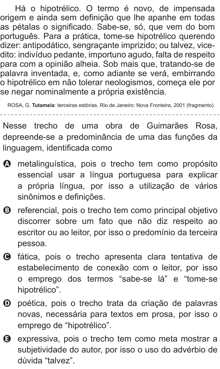 Questão 128 no caderno Cinza do ENEM PPL 2014