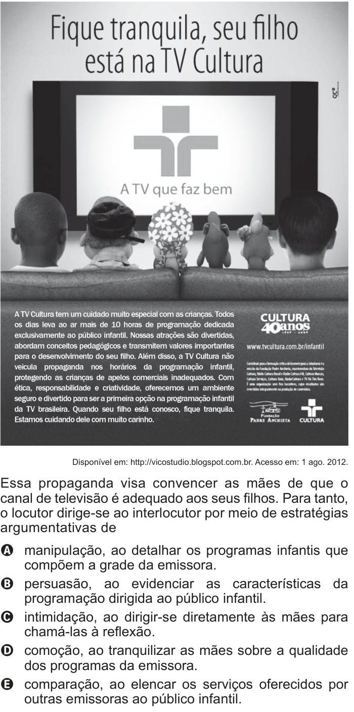 Questão 130 no caderno Cinza do ENEM PPL 2014