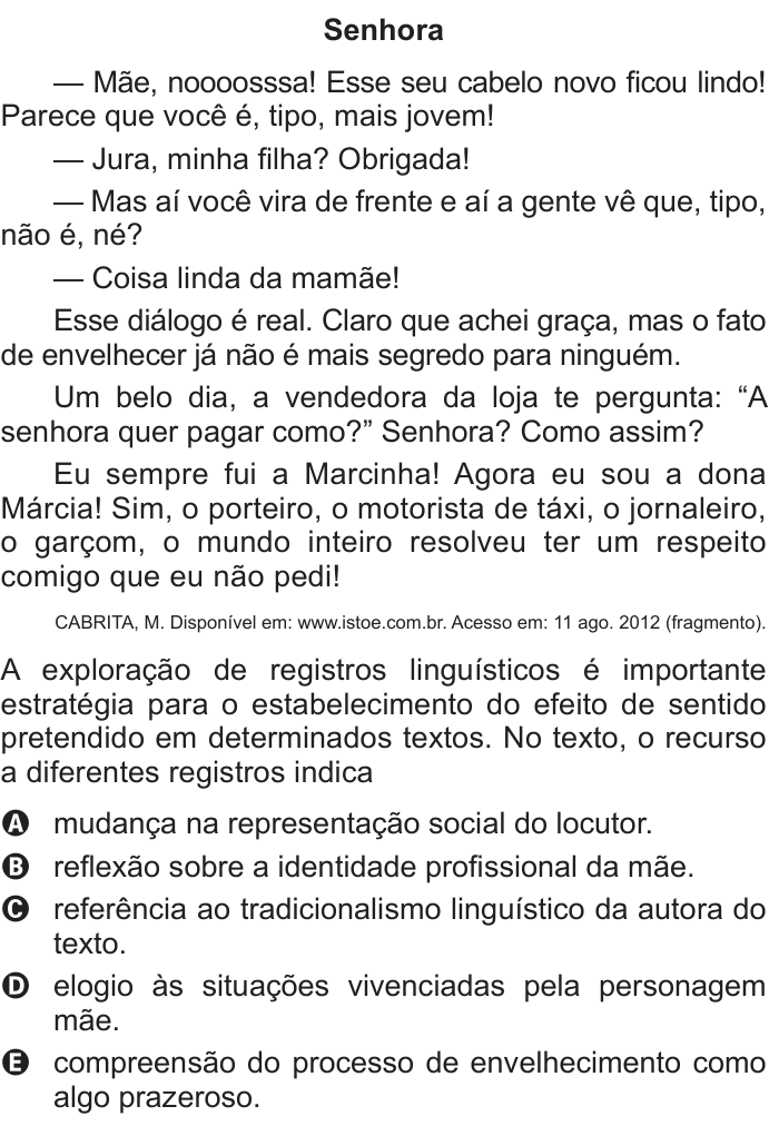 Questão 133 no caderno Cinza do ENEM PPL 2014