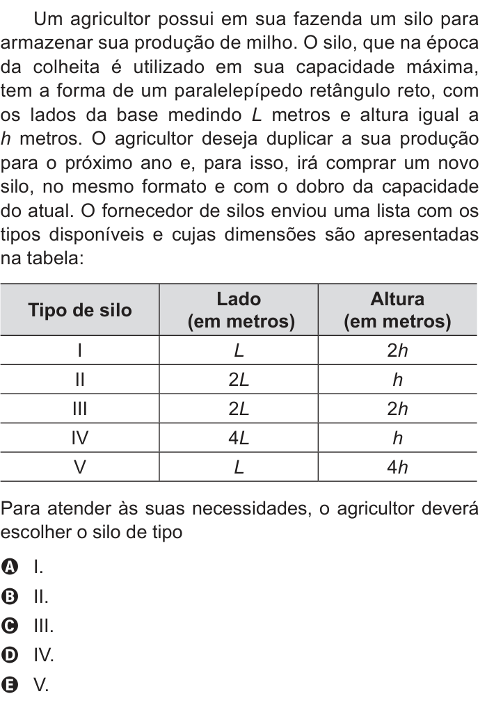 Questão 151 no caderno Cinza do ENEM PPL 2014