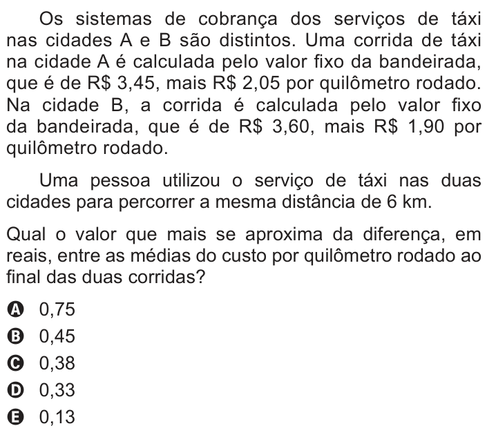 Questão 159 no caderno Cinza do ENEM PPL 2014