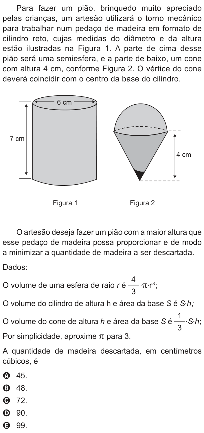 Questão 166 no caderno Cinza do ENEM PPL 2014