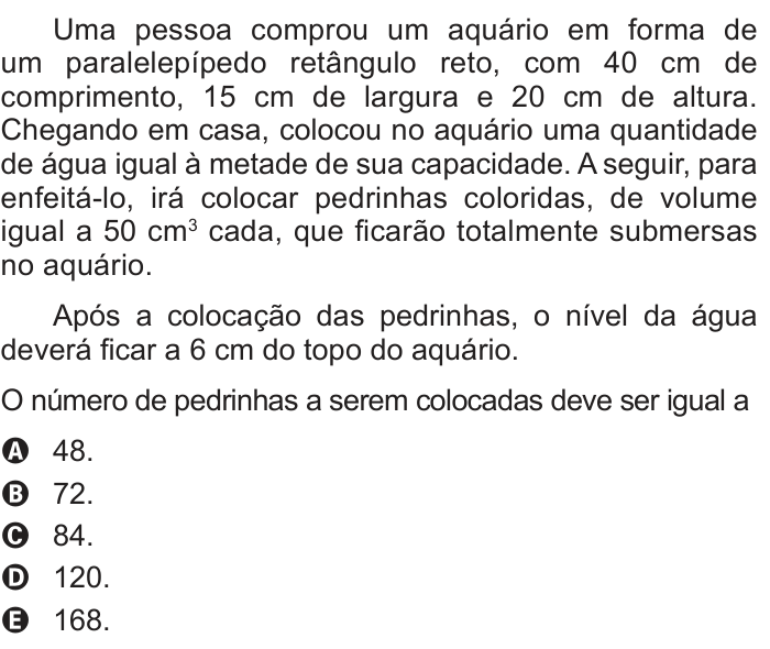 Questão 168 no caderno Cinza do ENEM PPL 2014