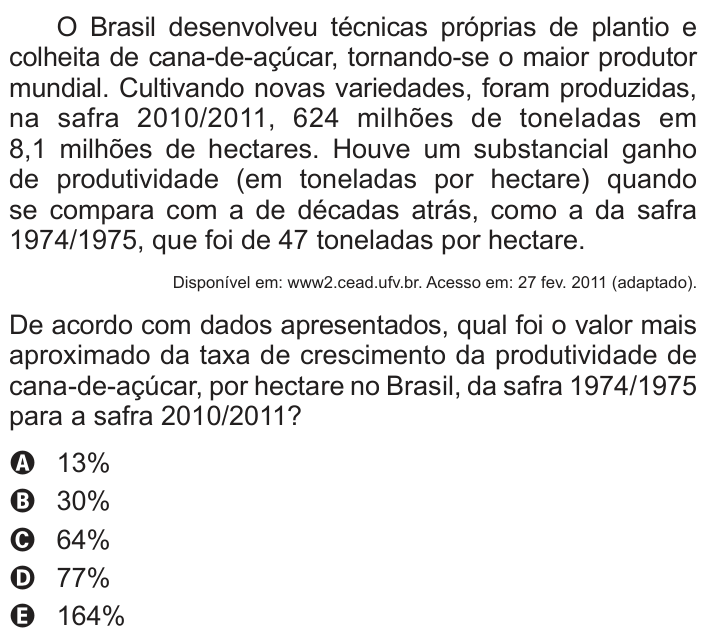 Questão 170 no caderno Cinza do ENEM PPL 2014