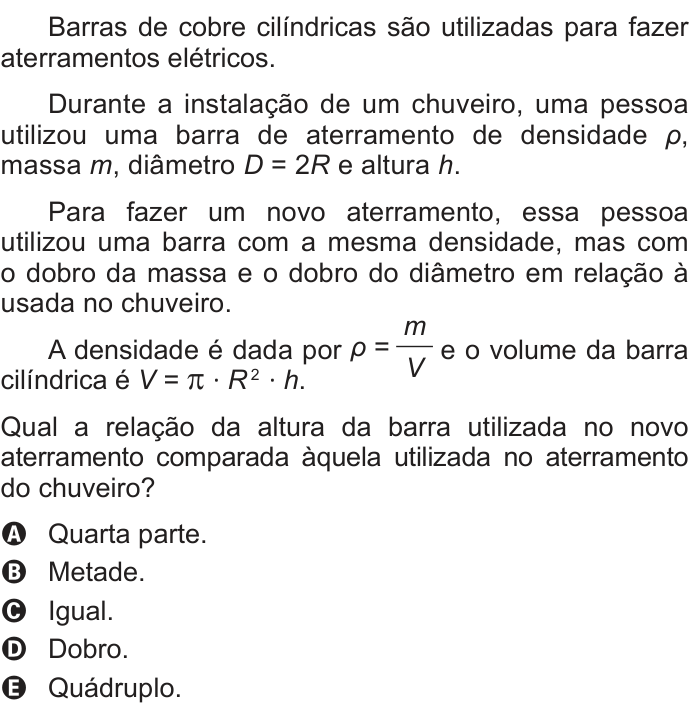 Questão 176 no caderno Cinza do ENEM PPL 2014