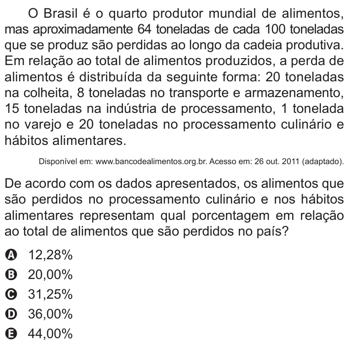 Questão 177 no caderno Cinza do ENEM PPL 2014