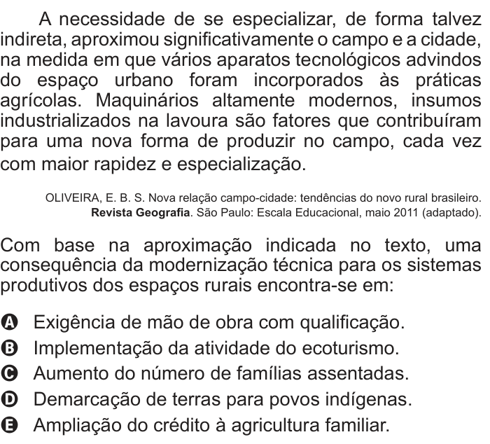 Questão 1 no caderno Branco do ENEM PPL 2012