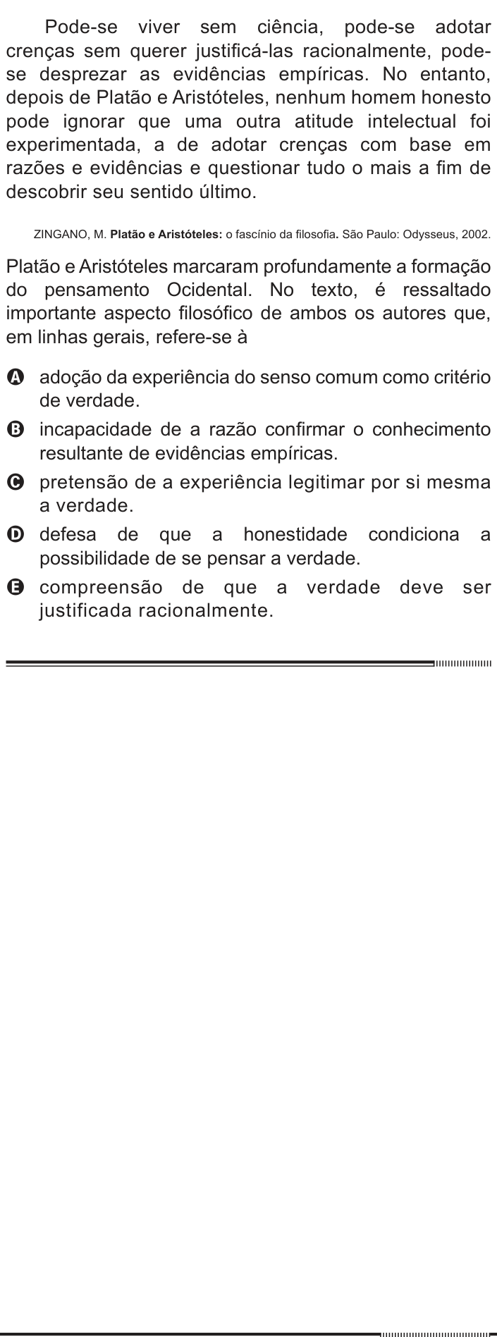 Questão 6 no caderno Branco do ENEM PPL 2012