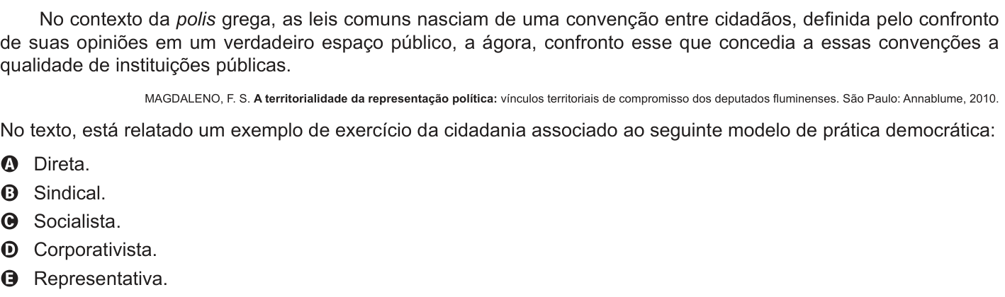 Questão 9 no caderno Branco do ENEM PPL 2012