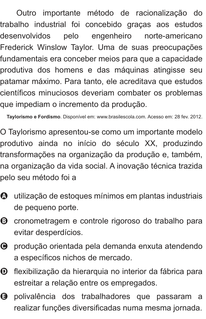 Questão 13 no caderno Branco do ENEM PPL 2012