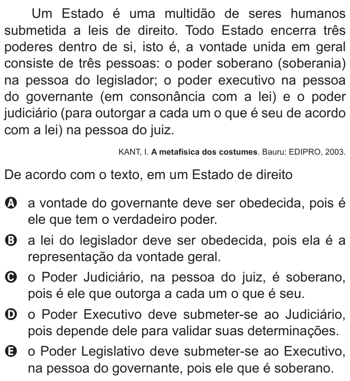 Questão 18 no caderno Branco do ENEM PPL 2012