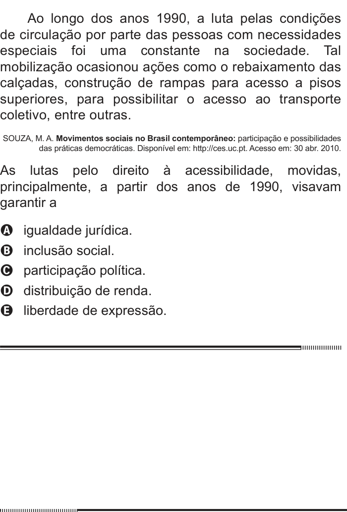 Questão 21 no caderno Branco do ENEM PPL 2012