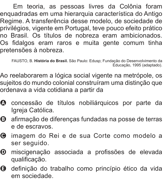Questão 24 no caderno Branco do ENEM PPL 2012