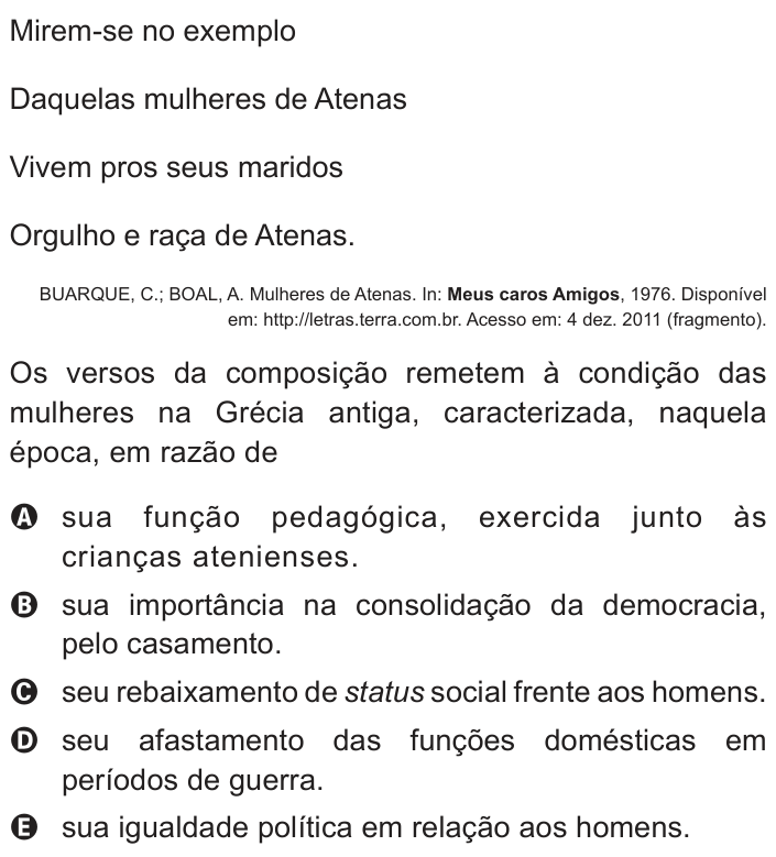 Questão 30 no caderno Branco do ENEM PPL 2012