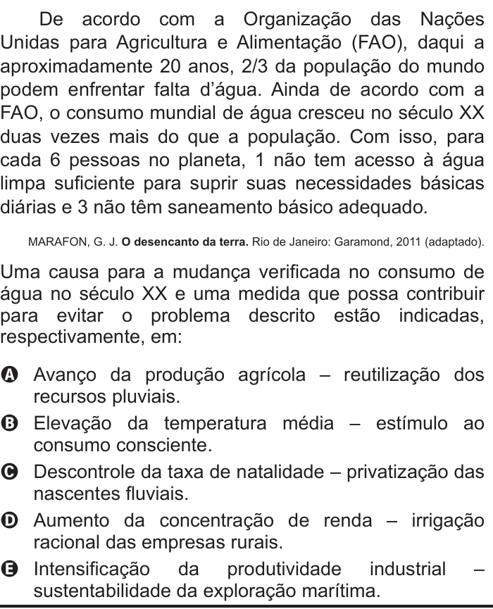 Questão 33 no caderno Branco do ENEM PPL 2012