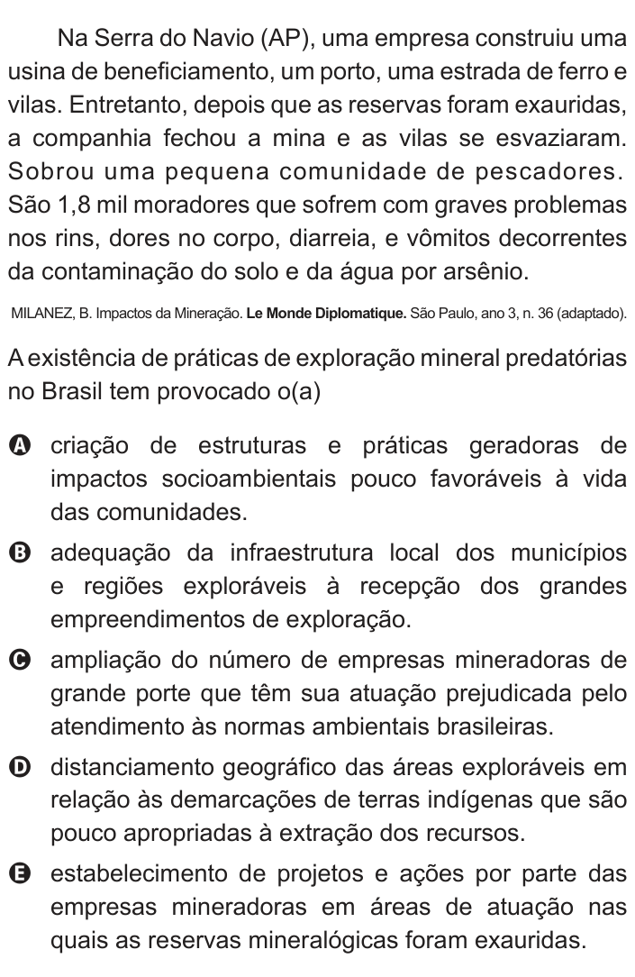 Questão 34 no caderno Branco do ENEM PPL 2012