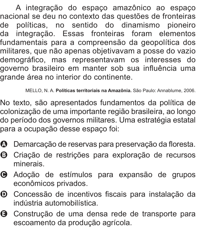 Questão 36 no caderno Branco do ENEM PPL 2012
