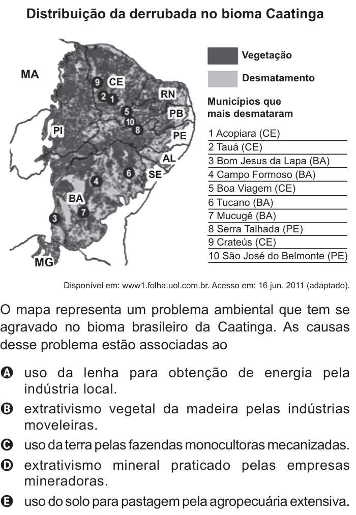 Questão 37 no caderno Branco do ENEM PPL 2012