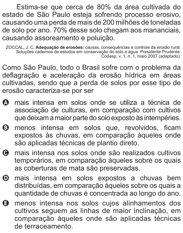 Questão 38 no caderno Branco do ENEM PPL 2012