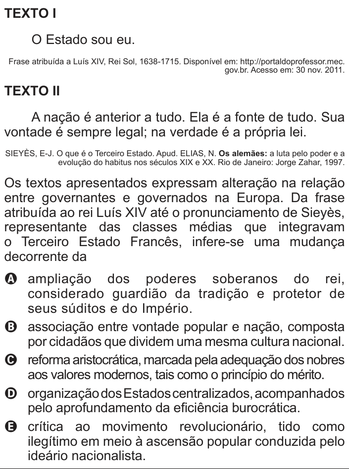 Questão 39 no caderno Branco do ENEM PPL 2012