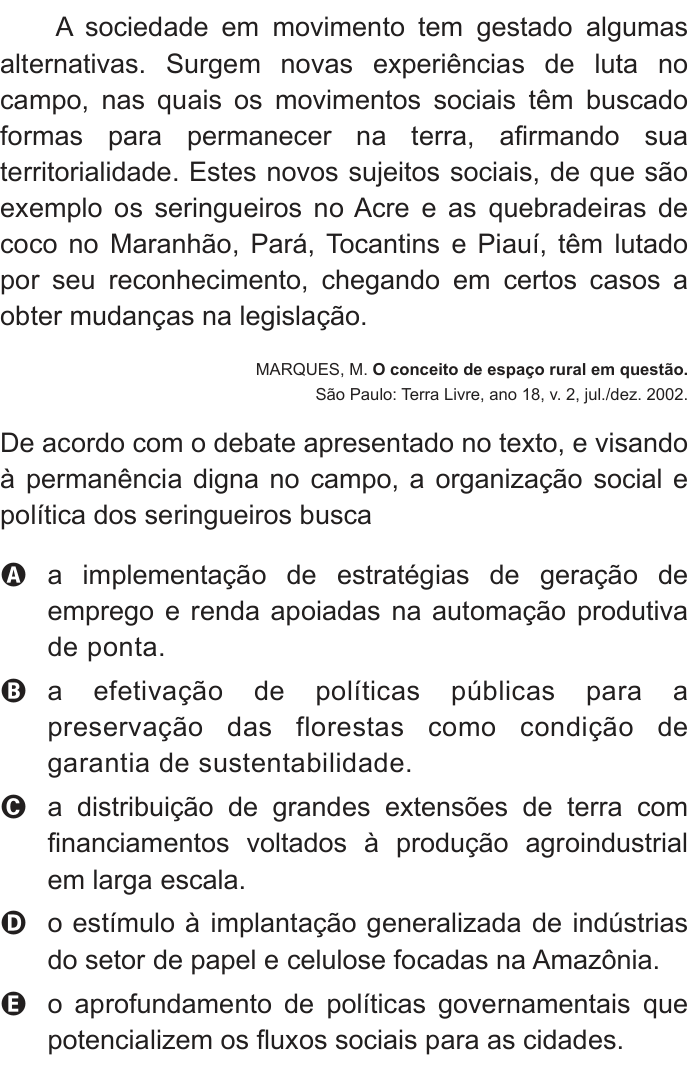 Questão 41 no caderno Branco do ENEM PPL 2012