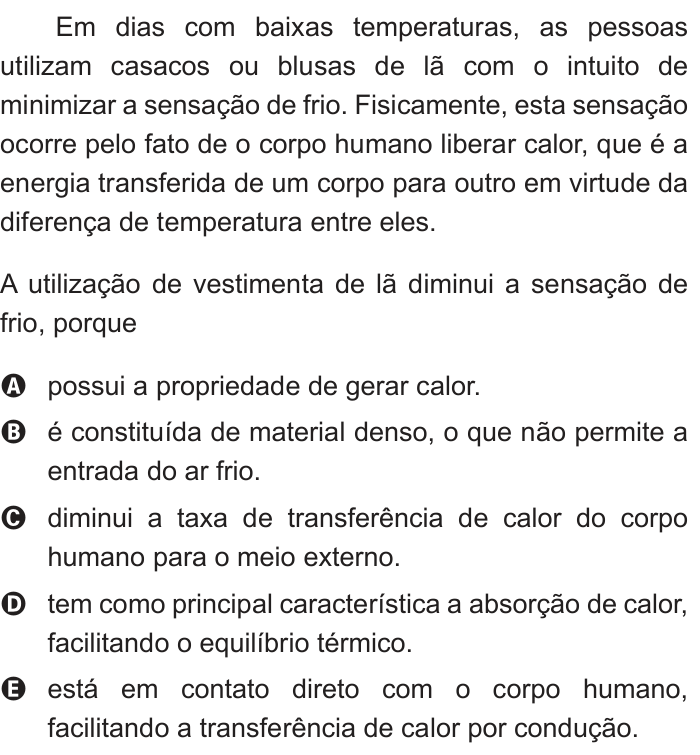 Questão 52 no caderno Branco do ENEM PPL 2012