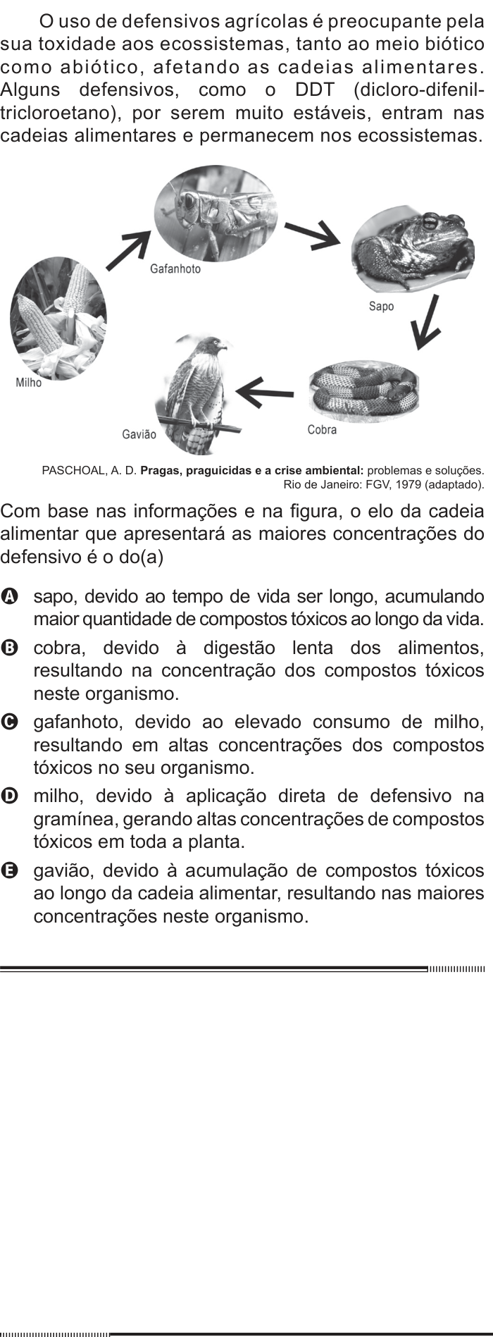 Questão 54 no caderno Branco do ENEM PPL 2012