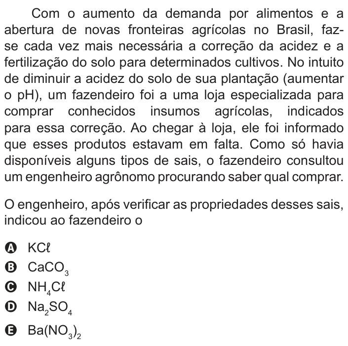 Questão 61 no caderno Branco do ENEM PPL 2012