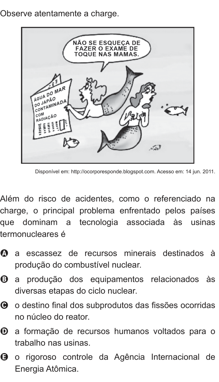 Questão 65 no caderno Branco do ENEM PPL 2012