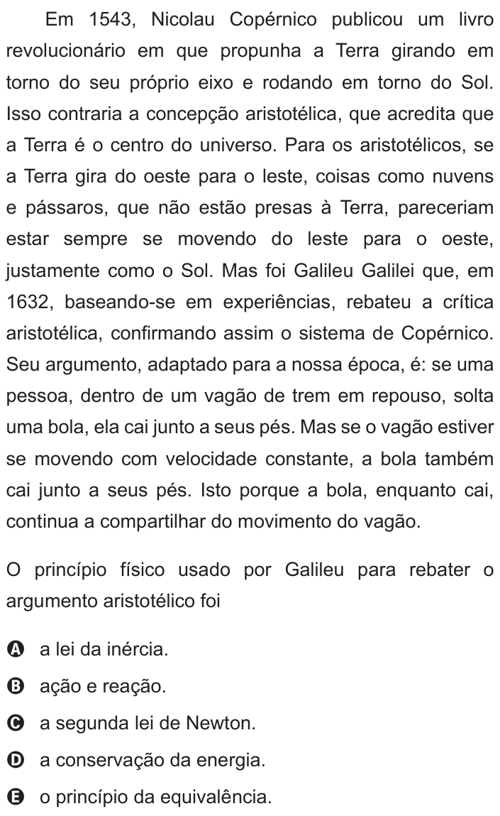 Questão 67 no caderno Branco do ENEM PPL 2012