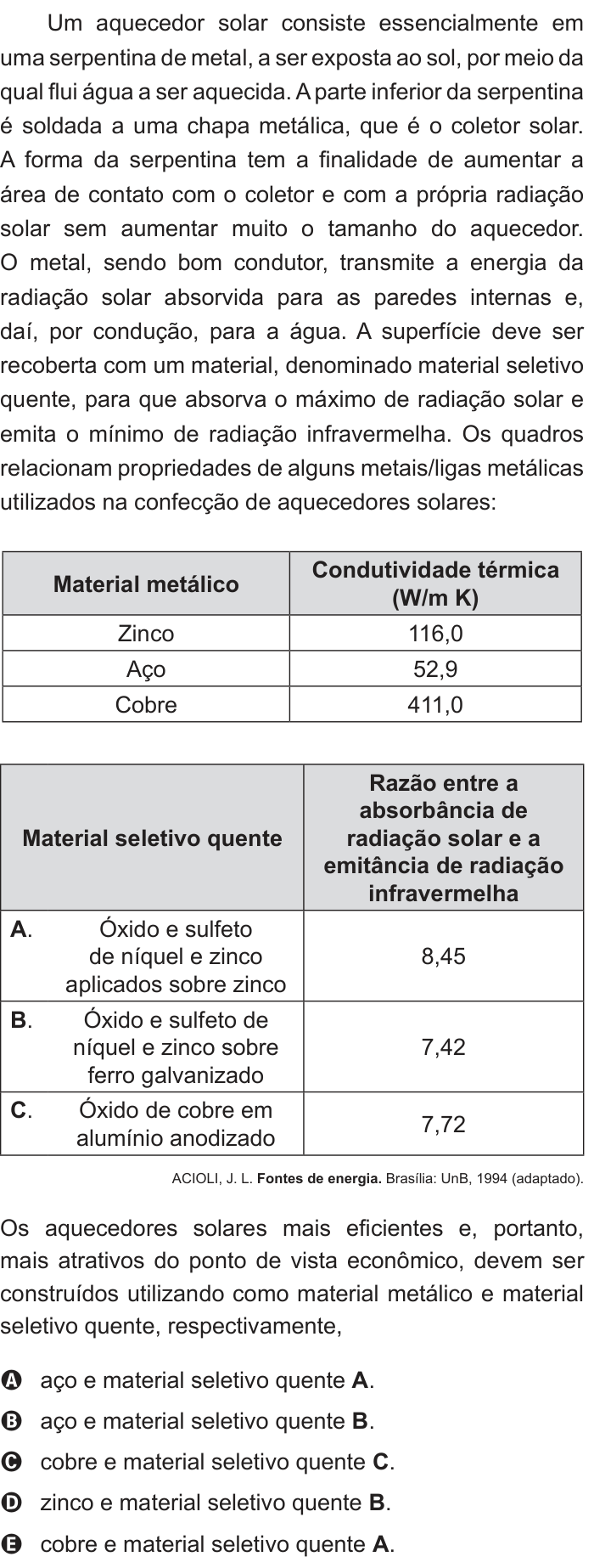 Questão 72 no caderno Branco do ENEM PPL 2012