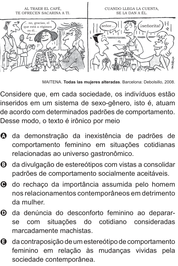 Questão 91 no caderno Cinza do ENEM PPL 2012