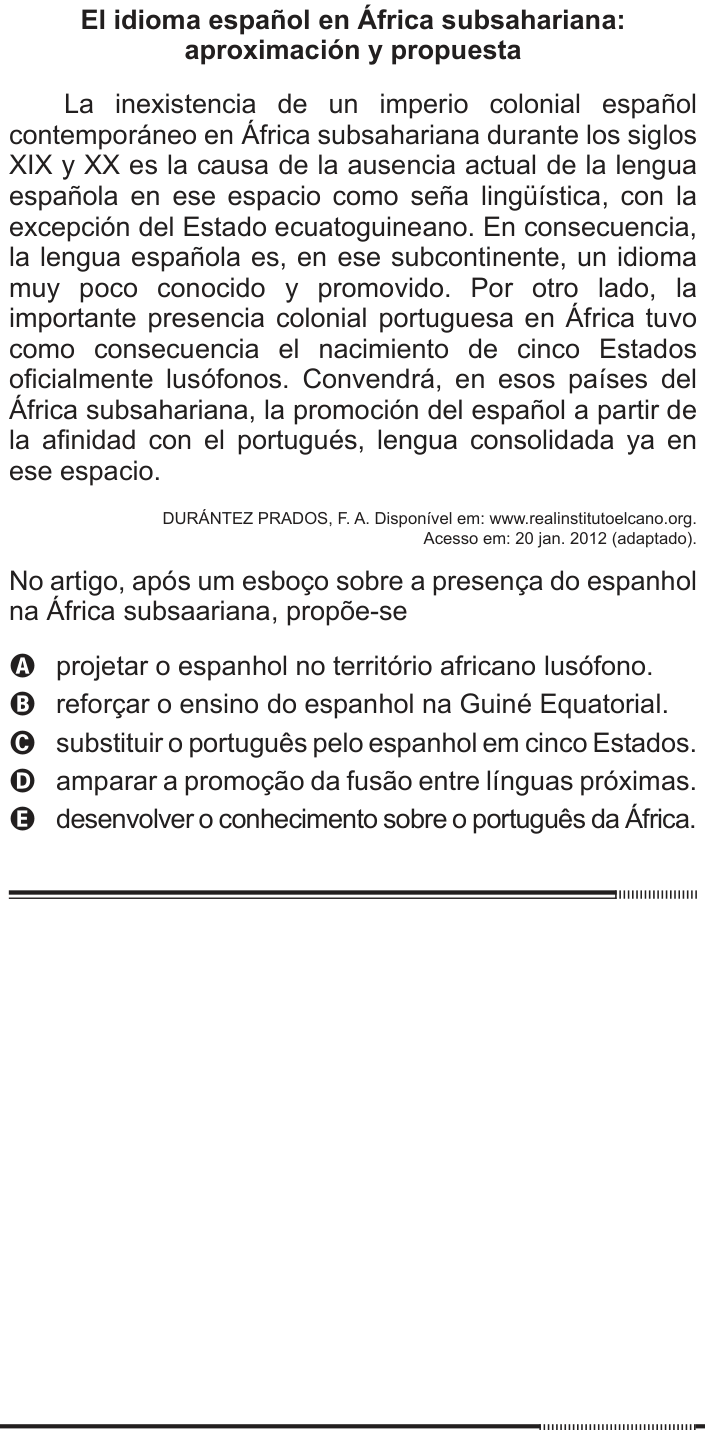 Questão 93 no caderno Cinza do ENEM PPL 2012