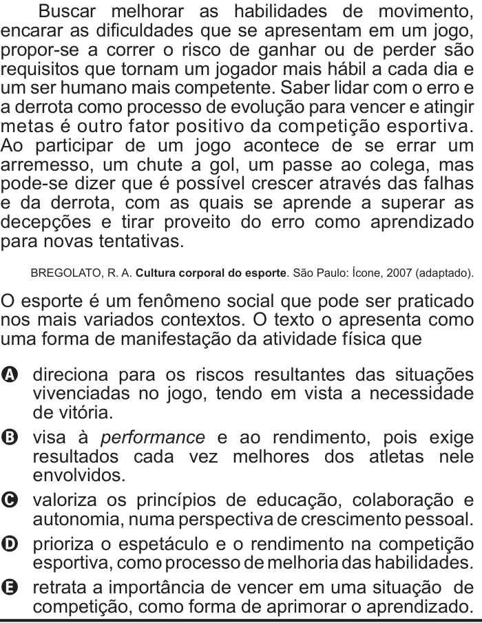 Questão 97 no caderno Cinza do ENEM PPL 2012