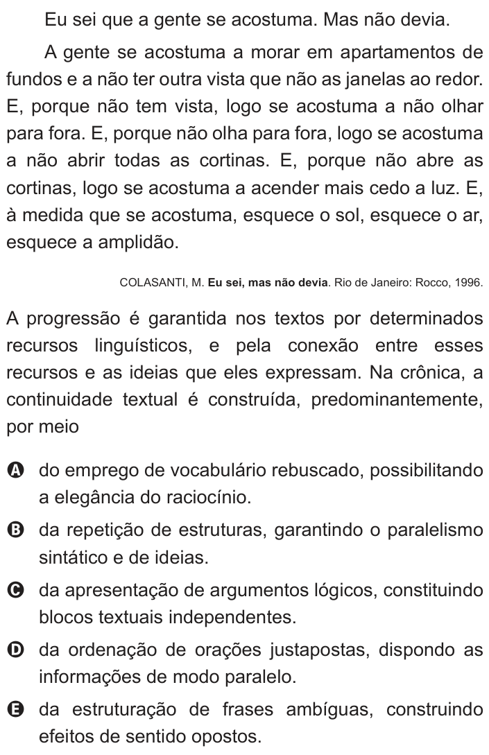 Questão 98 no caderno Cinza do ENEM PPL 2012