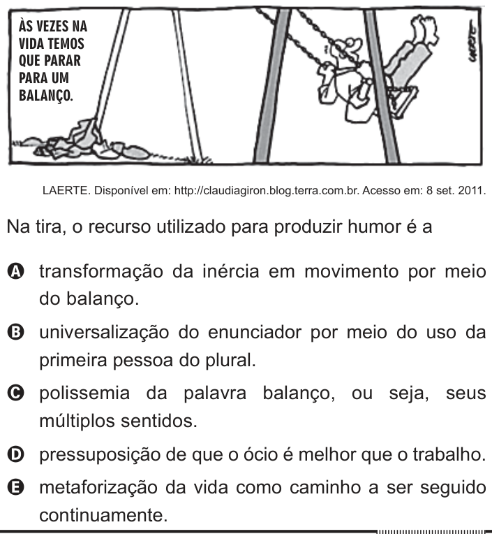 Questão 99 no caderno Cinza do ENEM PPL 2012