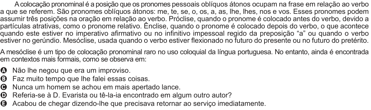 Questão 100 no caderno Cinza do ENEM PPL 2012