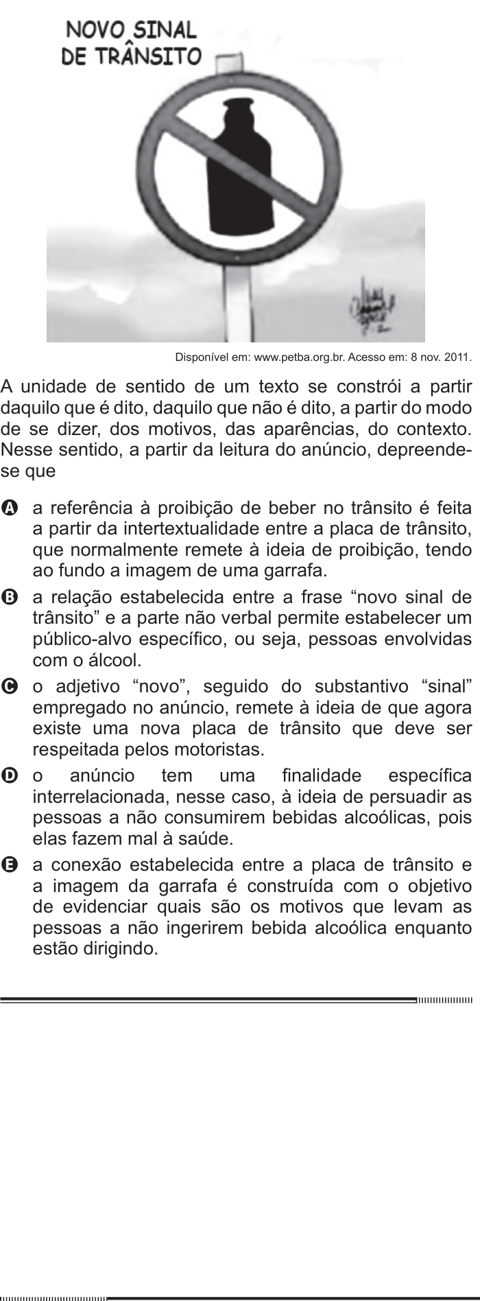 Questão 112 no caderno Cinza do ENEM PPL 2012
