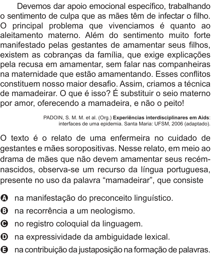 Questão 117 no caderno Cinza do ENEM PPL 2012