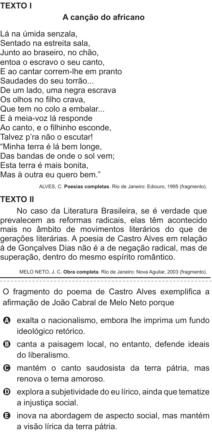 Questão 121 no caderno Cinza do ENEM PPL 2012