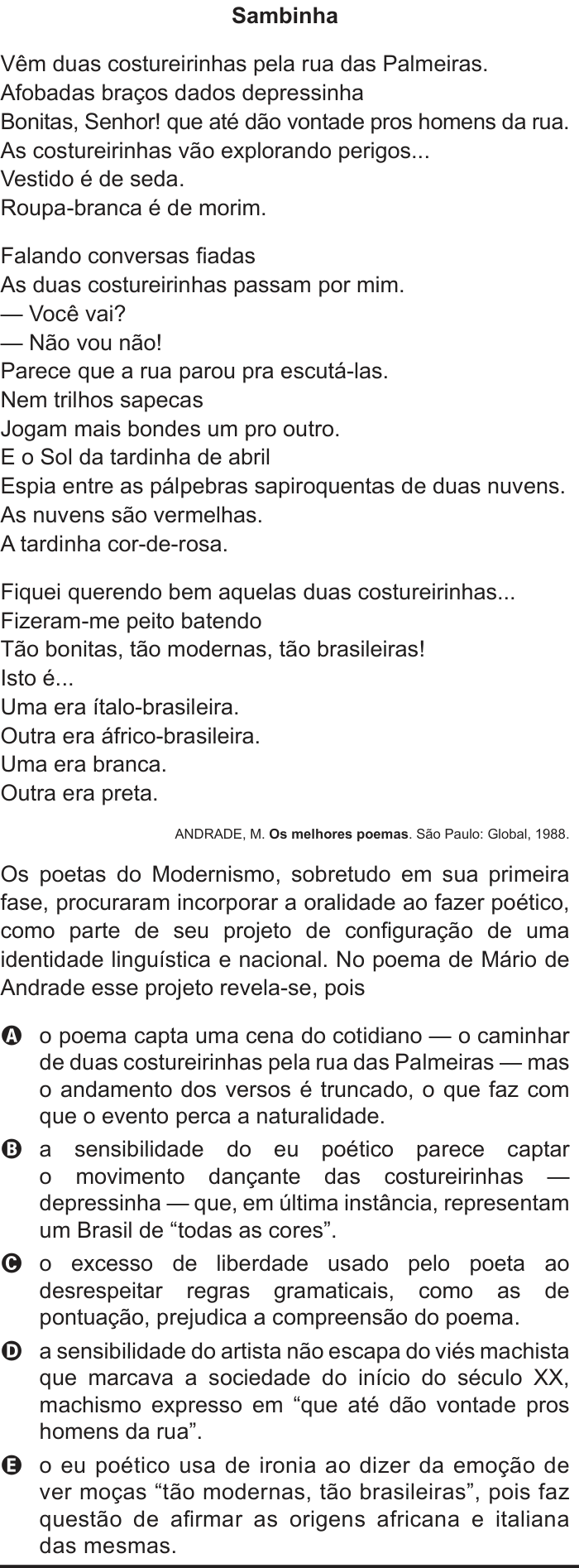 Questão 126 no caderno Cinza do ENEM PPL 2012
