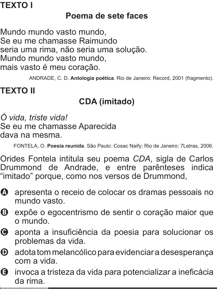 Questão 130 no caderno Cinza do ENEM PPL 2012