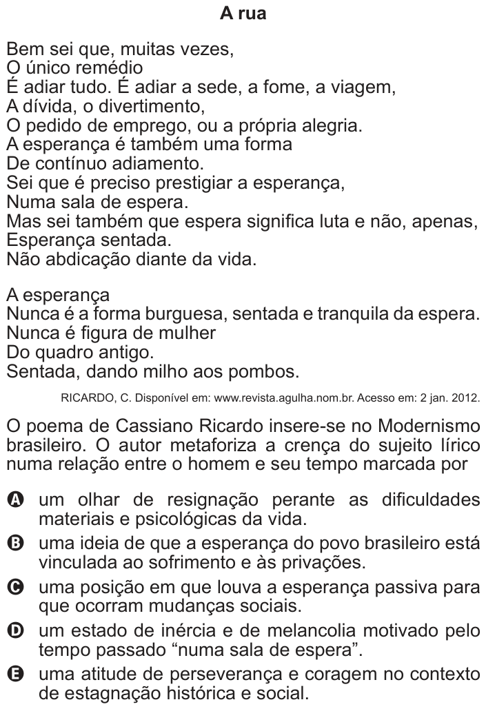 Questão 131 no caderno Cinza do ENEM PPL 2012
