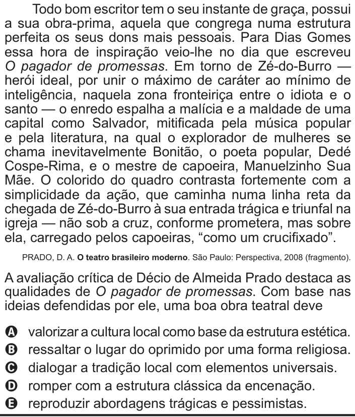 Questão 132 no caderno Cinza do ENEM PPL 2012