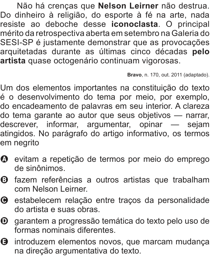 Questão 133 no caderno Cinza do ENEM PPL 2012