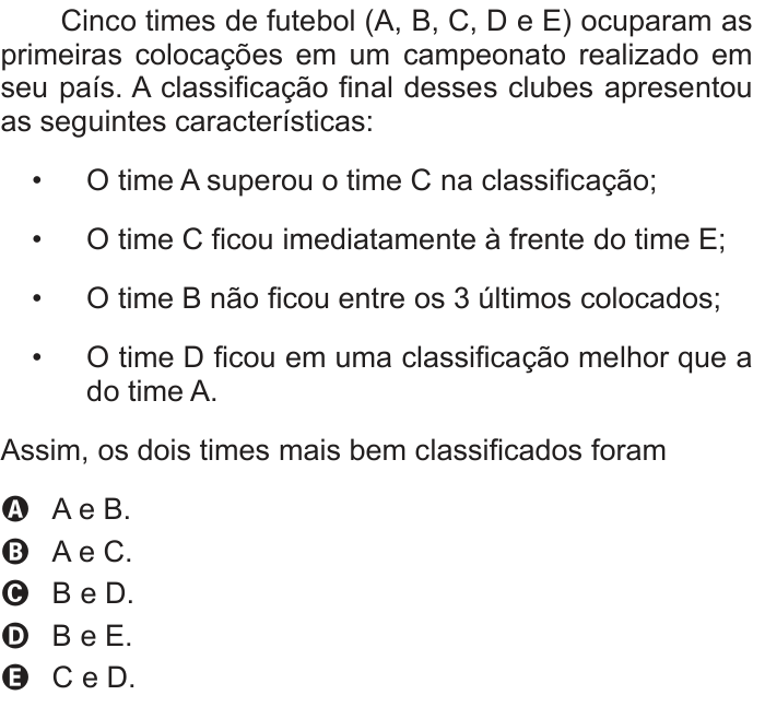 Questão 137 no caderno Cinza do ENEM PPL 2012